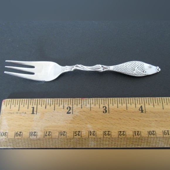 RARE VINTAGE PRIMA NS ALP Swedish Fish Fork set of 7 Sterling Silver Plated - Picture 6 of 11